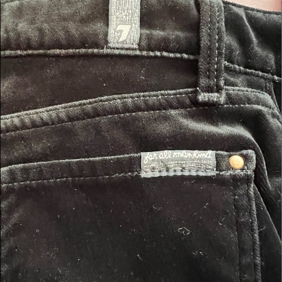 7 For All Mankind Velour Straight Leg Pants 7Fam Black Velvet Ankle Womens 25 - Picture 11 of 14